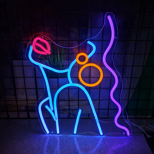 Abstract Female Body with Lips LED Neon Sign Artistic Multi-Color Neon Light for Bedroom Wall Decor