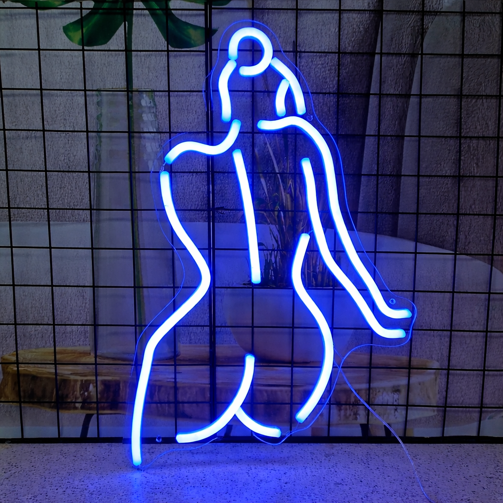 Minimalist Female Figure LED Neon Sign Pink Body Outline Neon Light for Bedroom Decor