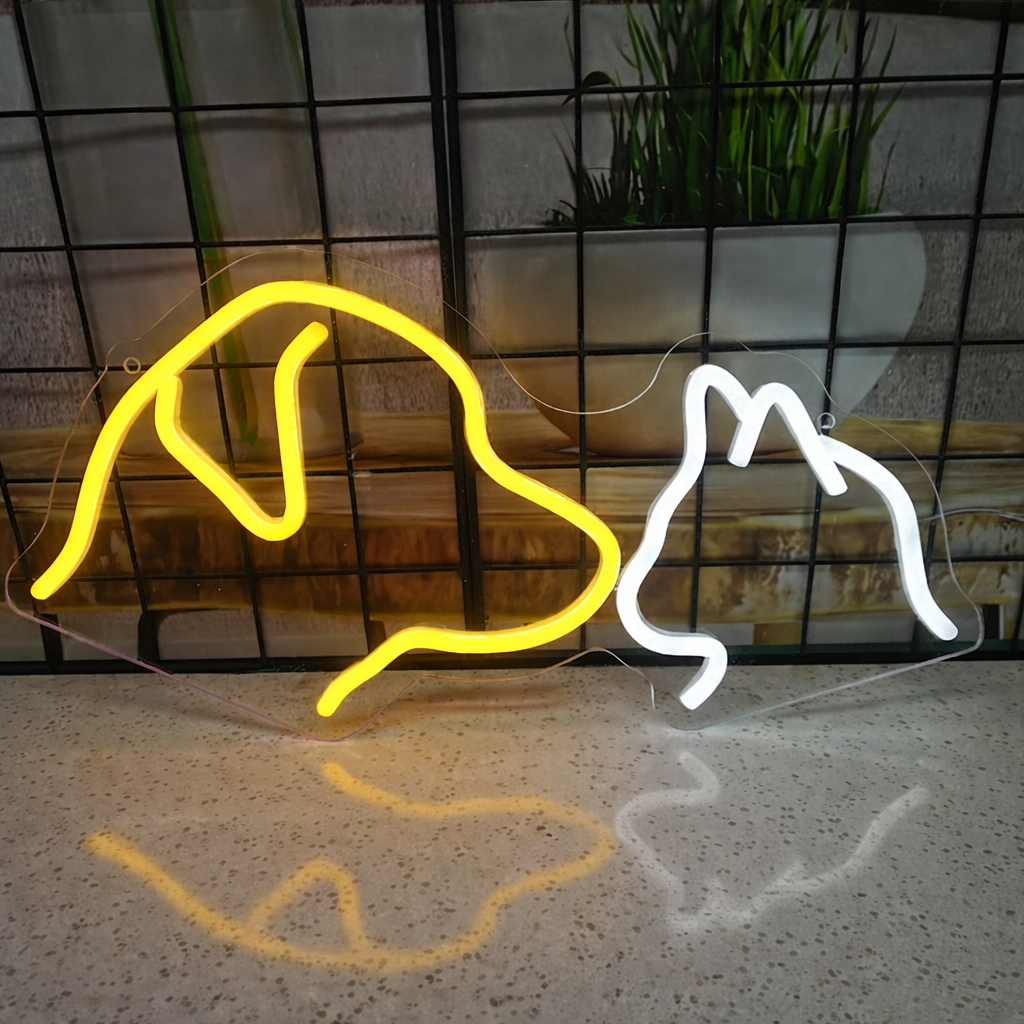 Minimalist Dog & Cat LED Neon Sign for Pet Lovers, Home & Pet Shop Decor
