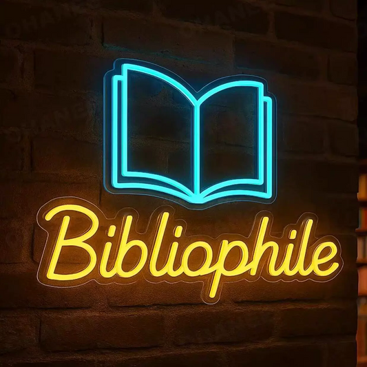 Bibliophile LED Neon Sign Book Lover Wall Decor Light for Library Bedroom Reading Room