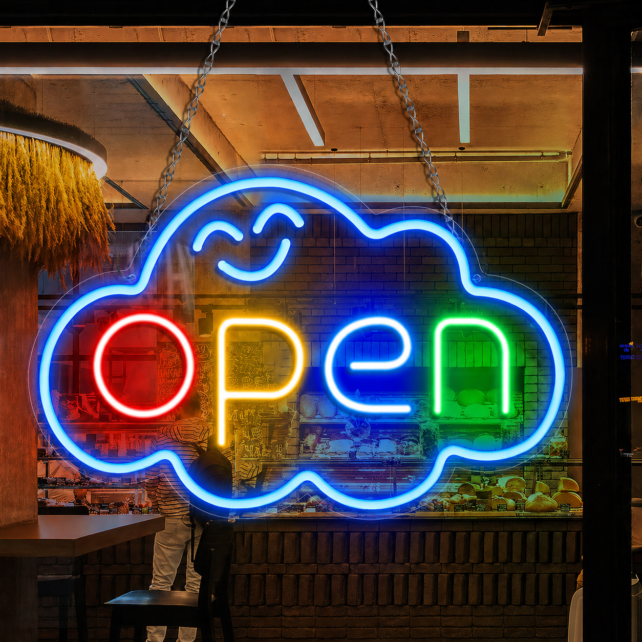 Open LED Neon Sign Cloud Shape Business Neon Light for Shop Window Wall Decor