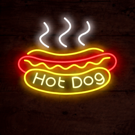 Hot Dog LED Neon Sign for Restaurant, Street Food Stand & Bar Decor
