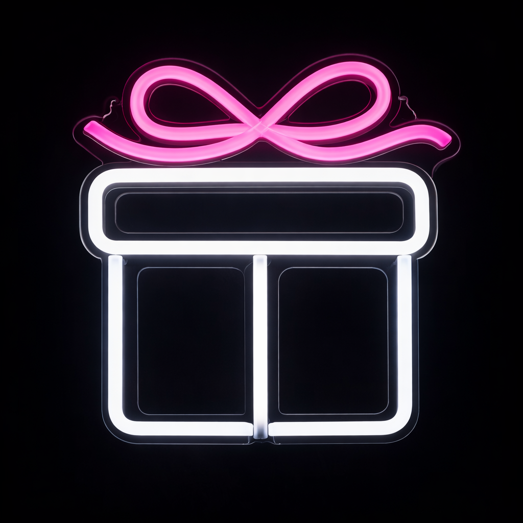 Christmas Gift Box Neon Sign LED Wall Light for Holiday Décor