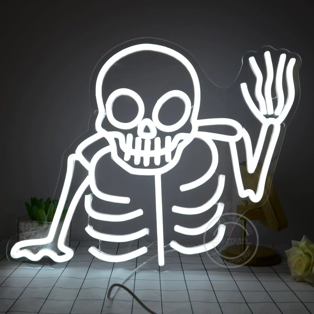 Skeleton LED Neon Sign Halloween Skeleton Neon Light Wall Decor for Bedroom Party Bar