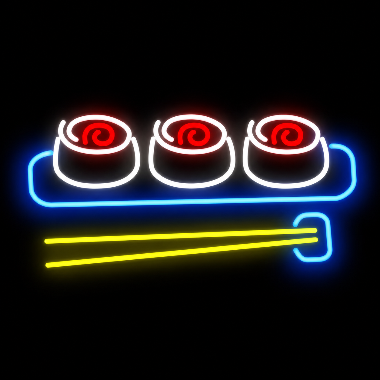 Sushi Roll LED Neon Sign with Chopsticks Japanese Food Neon Light Wall Decor for Restaurant Bar Kitchen