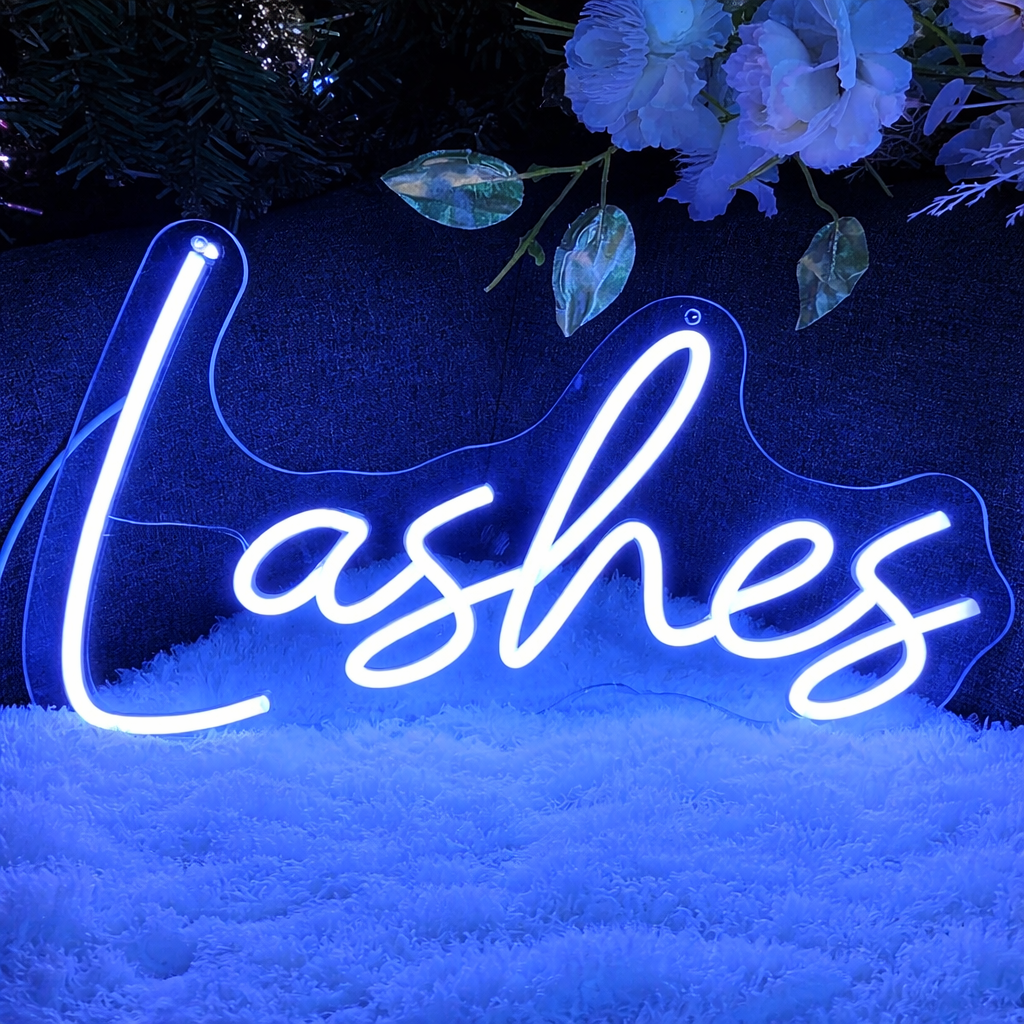 Lashes LED Neon Sign Script Light for Lash Salon Eyelash Studio Wall Decor