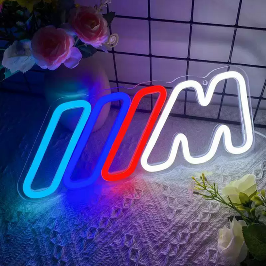 RGB Sport Stripe M Style LED Neon Sign for Garage Car Room Wall Decor