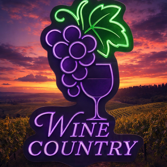Wine Country LED Neon Sign Decorative Wall Light for Home Bar and Tasting Room