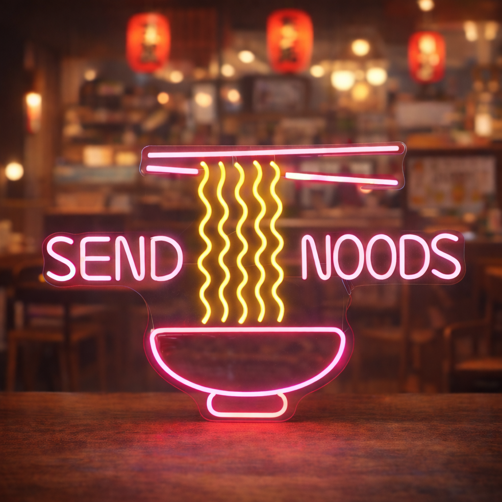 Send Noods LED Neon Sign Funny Ramen Neon Light for Restaurant Bar Wall Decor