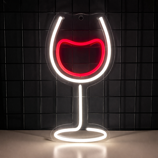 Wine Glass LED Neon Sign for Bar, Kitchen & Restaurant Wall Decor