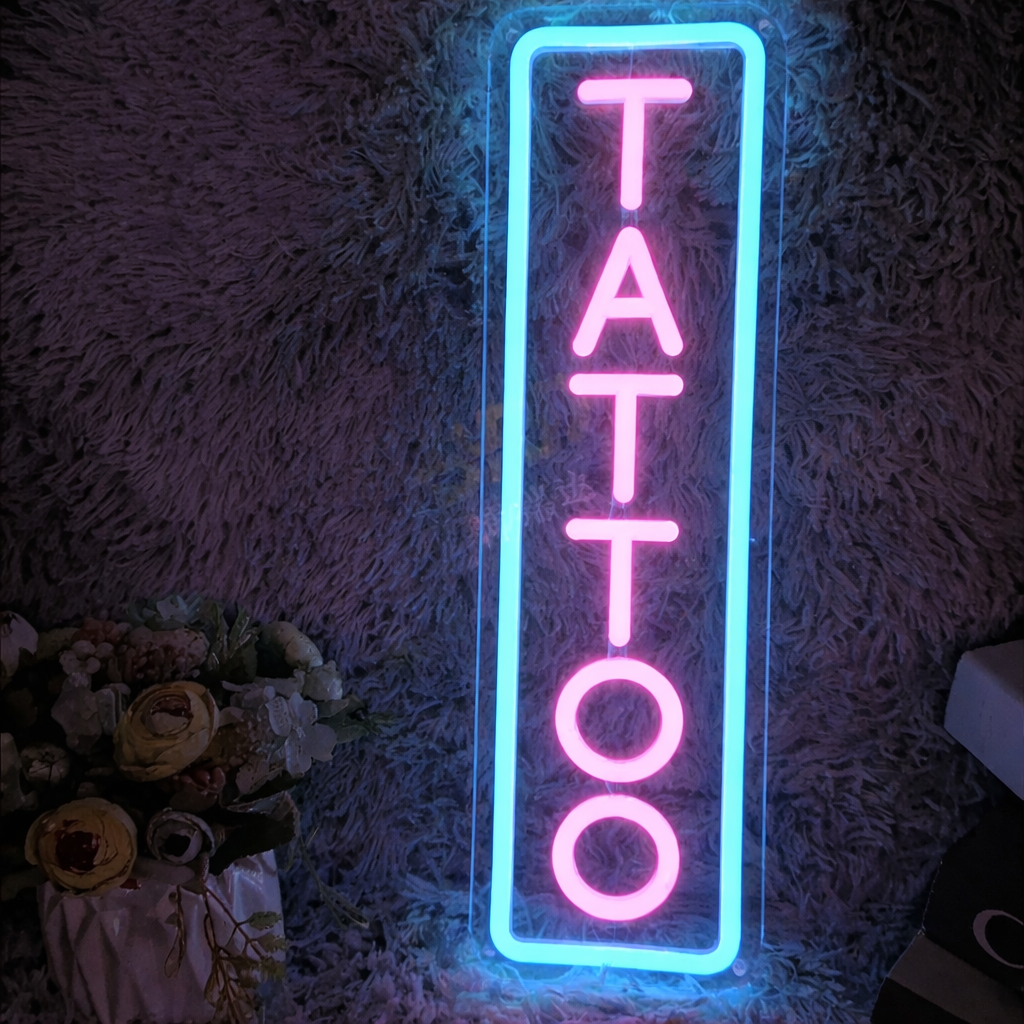 Vertical Tattoo Neon Sign LED Light for Shop Window Wall Decor