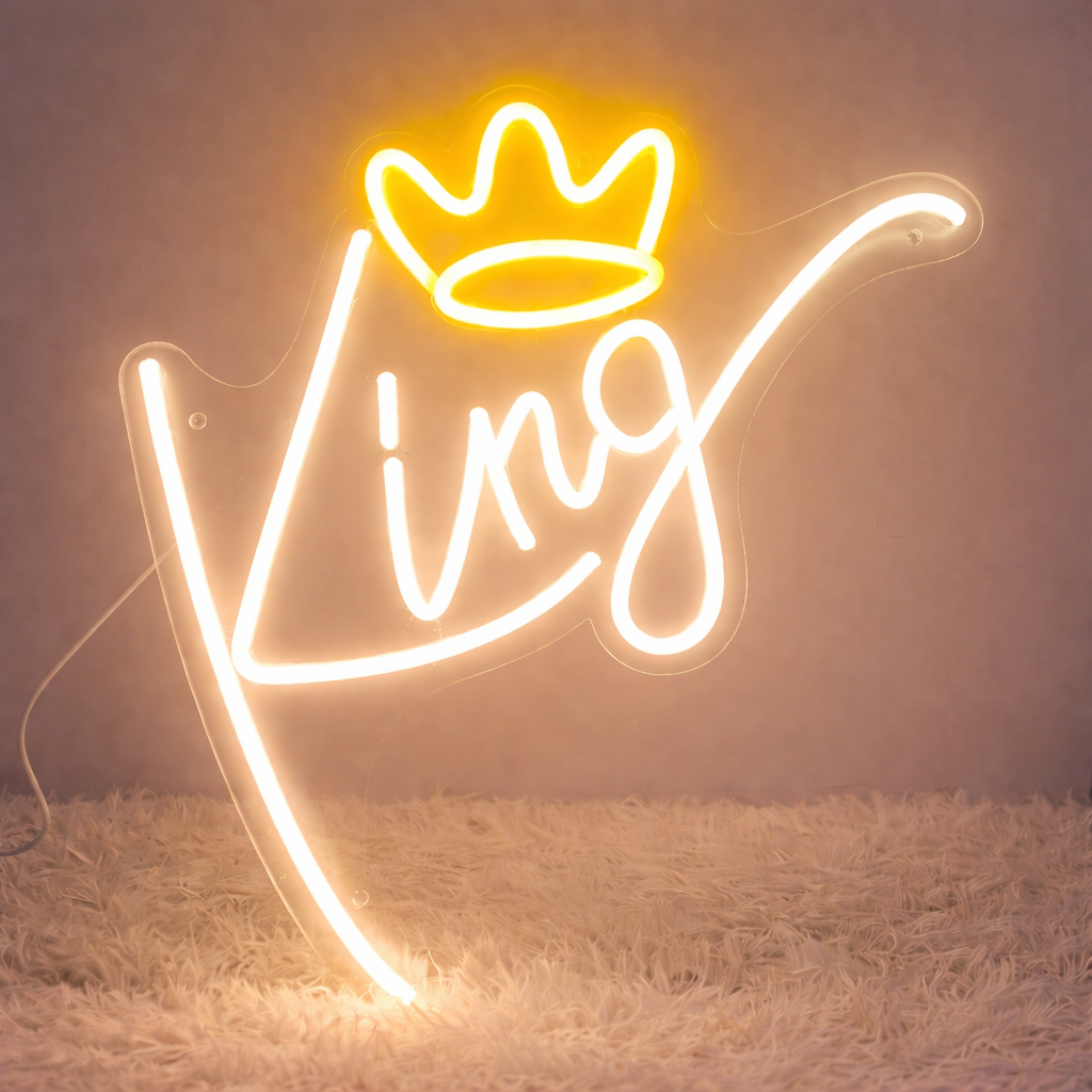 Princess Crown King Neon Sign for Bedroom Aesthetic Wall Decor LED Light