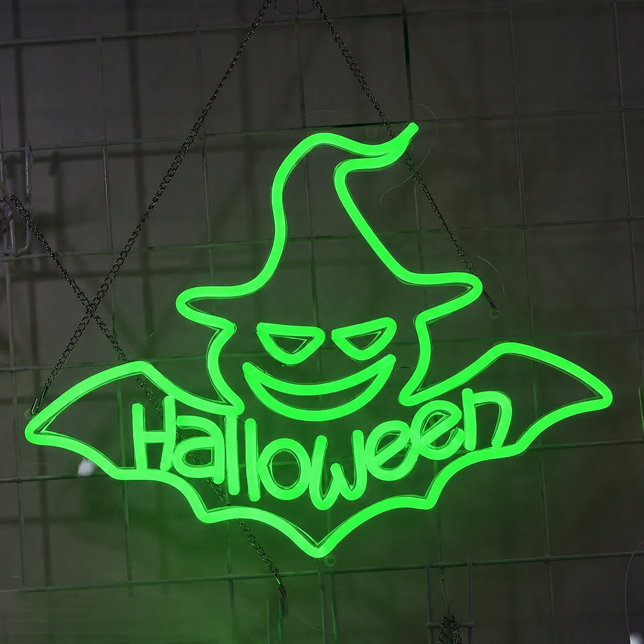 Halloween Witch Hat LED Neon Sign Spooky Bat Neon Light Wall Decor for Party Home Bar