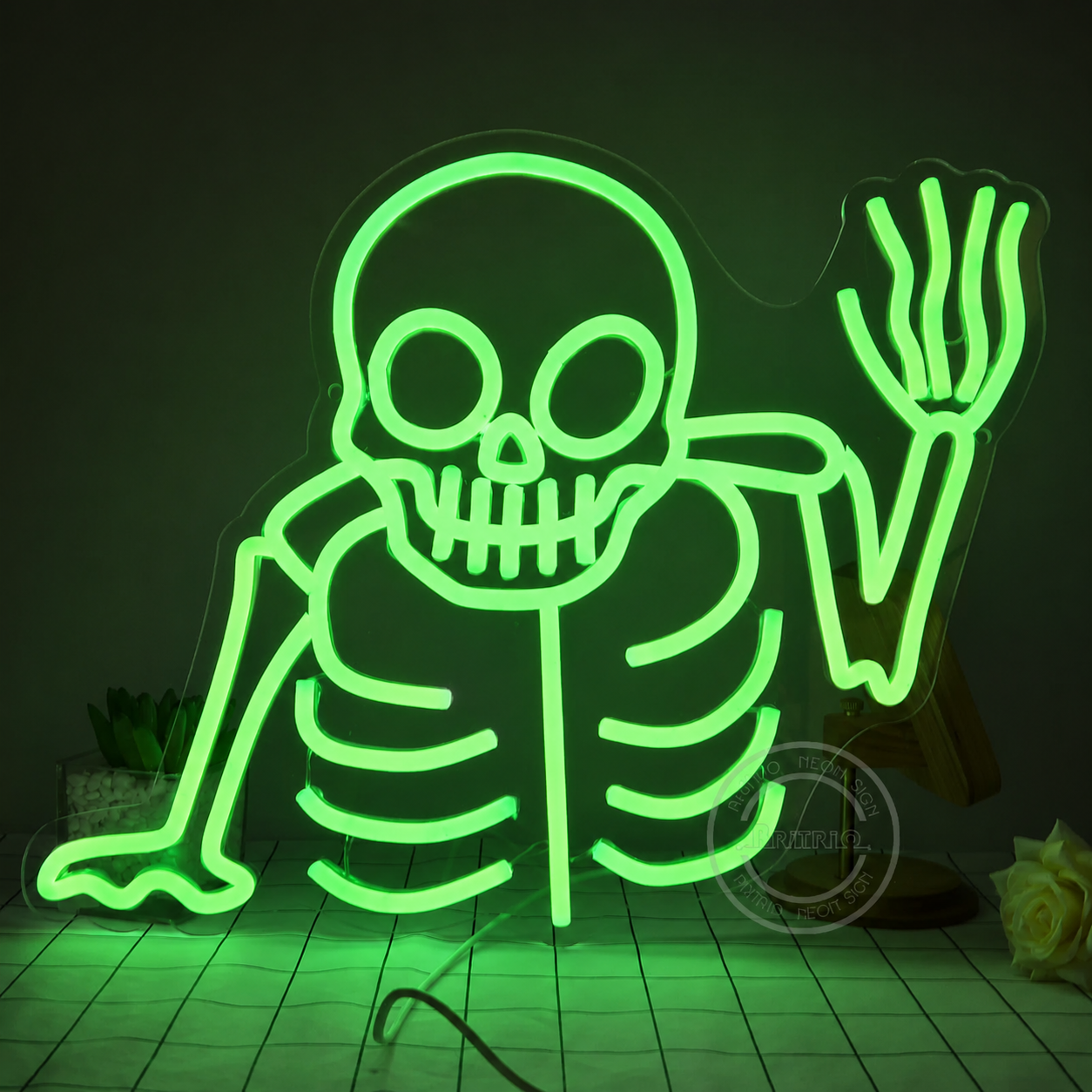 Skeleton LED Neon Sign Halloween Skeleton Neon Light Wall Decor for Bedroom Party Bar