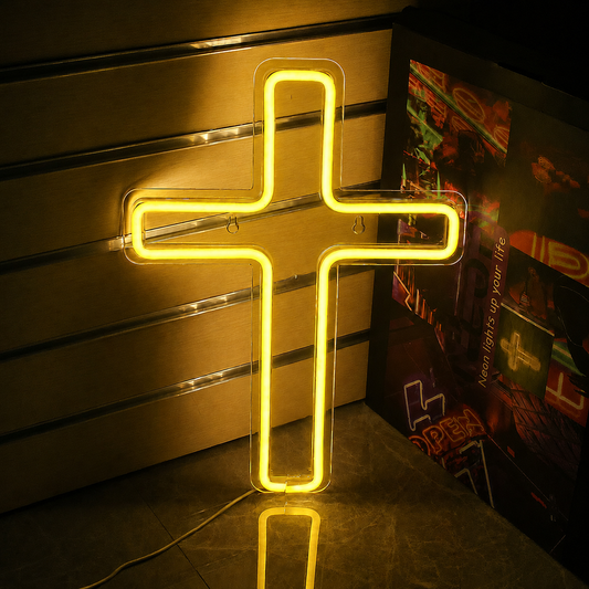 Cross LED Neon Sign Warm White Religious Neon Light Wall Decor for Church Bedroom Prayer Room