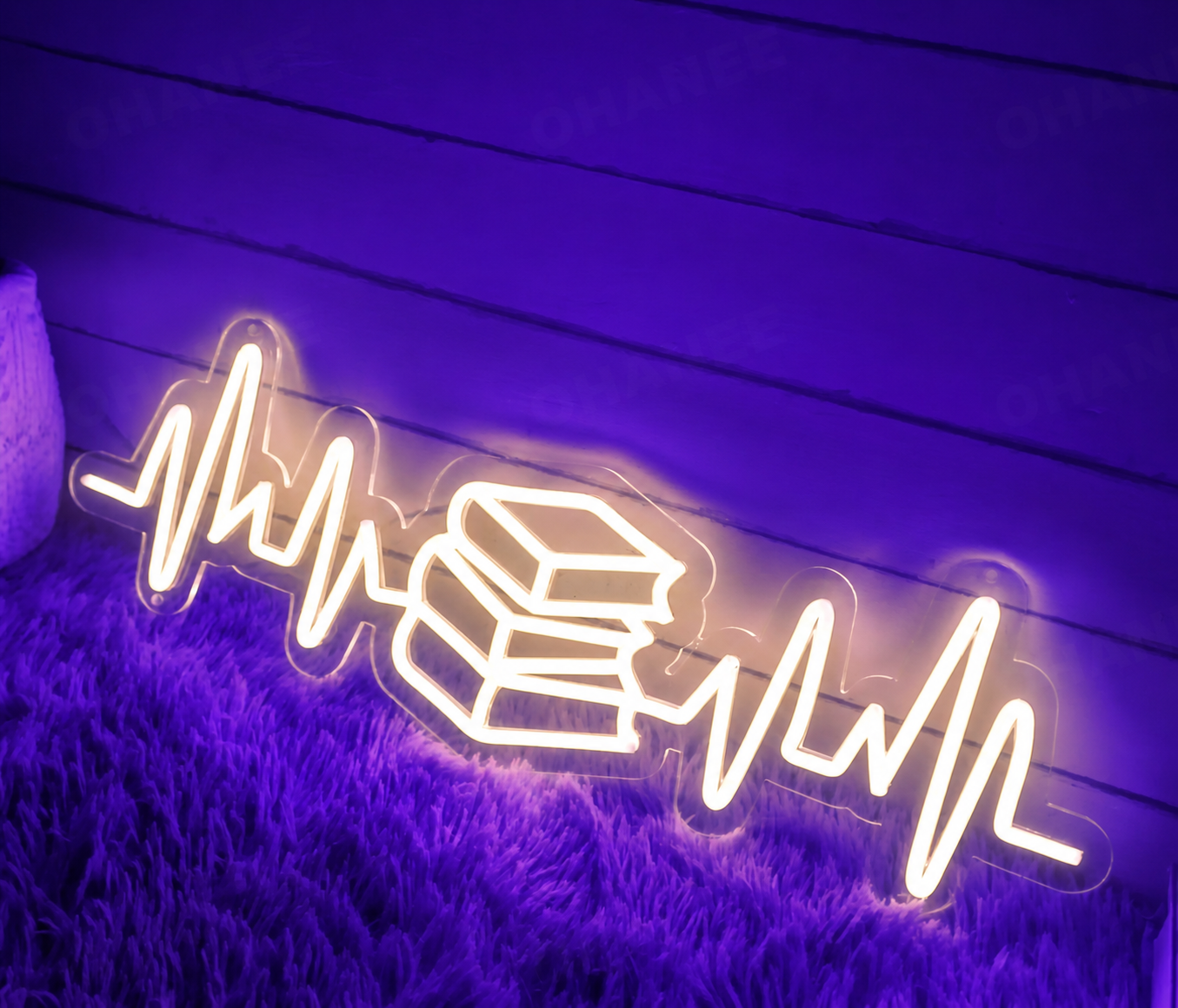 Reading Heartbeat LED Neon Sign Book Lover Wall Decor Light for Bedroom Study Room Library