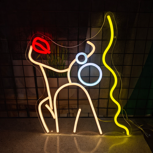 Abstract Female Body with Lips LED Neon Sign Artistic Multi-Color Neon Light for Bedroom Wall Decor