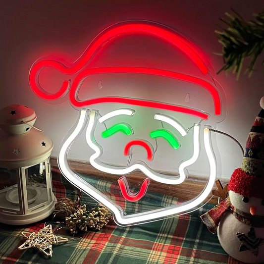 Funny Santa Face Neon Sign LED Christmas Wall Light for Holiday Decor
