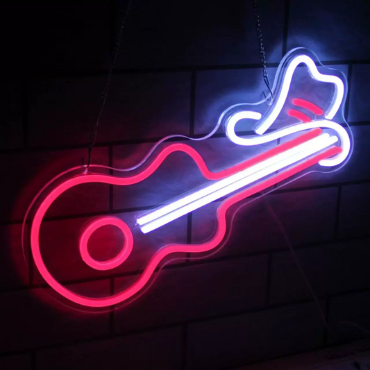 Guitar LED Neon Sign Electric Guitar Neon Light for Room Bar Studio Wall Decor