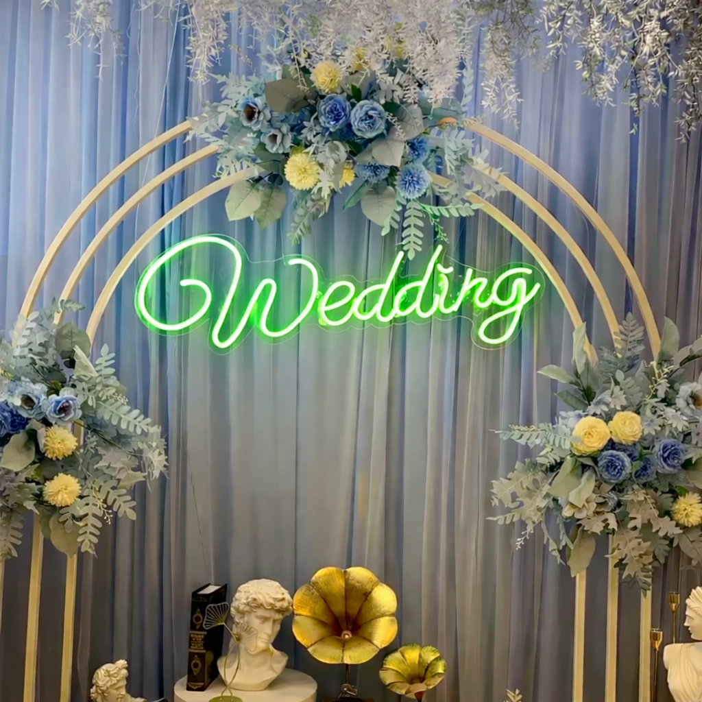 Wedding Script LED Neon Sign Elegant Warm White Neon Light for Wedding Backdrop Reception Decor