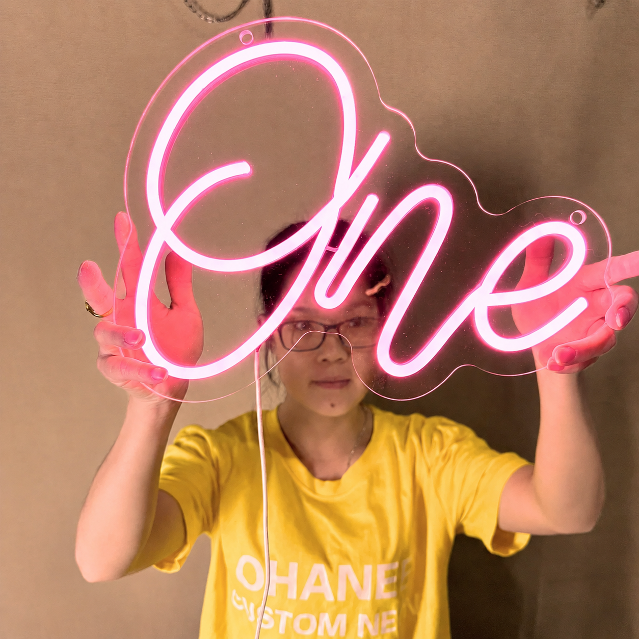 One Script LED Neon Sign Warm White Custom Name Neon Light Wall Decor for Bedroom Wedding Party