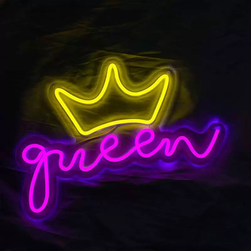 Queen Crown LED Neon Sign for Bedroom Aesthetic Wall Decor Girls Room Light