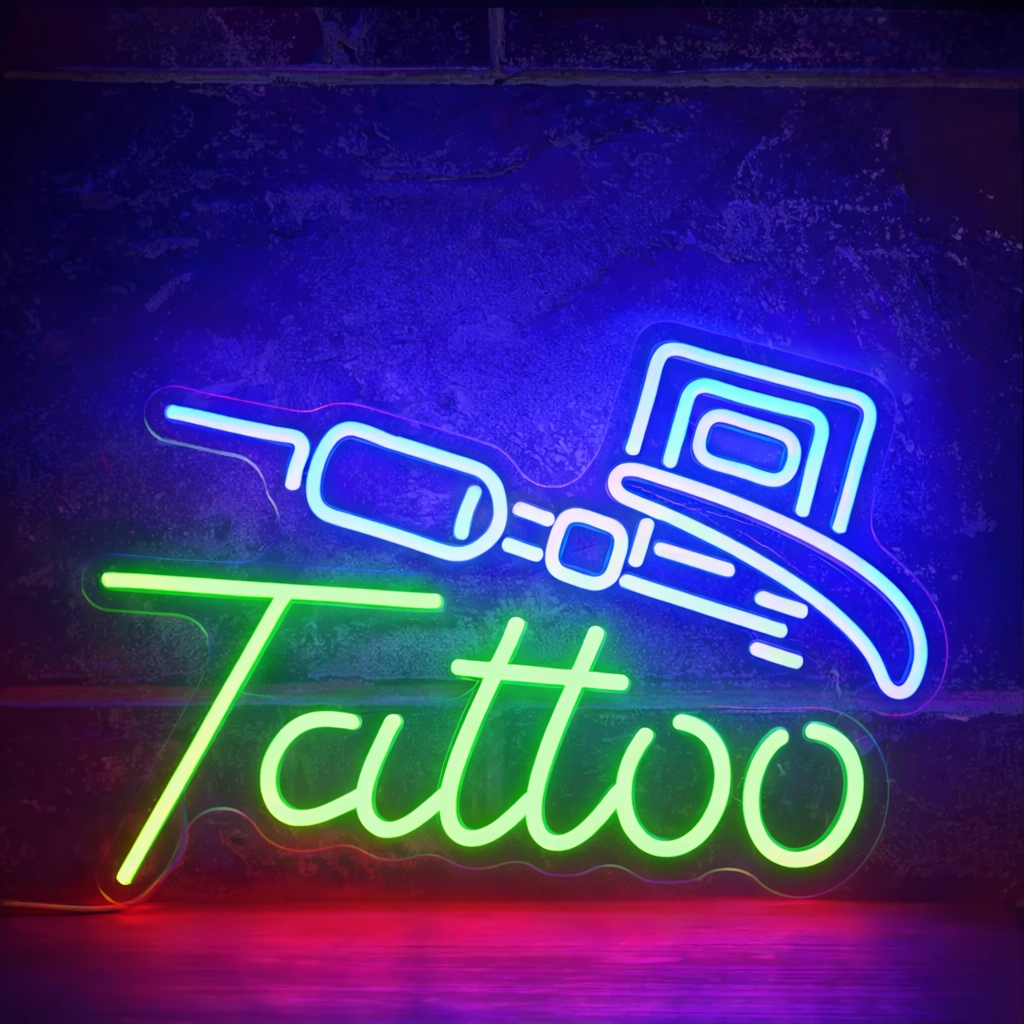 Tattoo Machine Neon Sign LED Light for Tattoo Studio Wall Decor