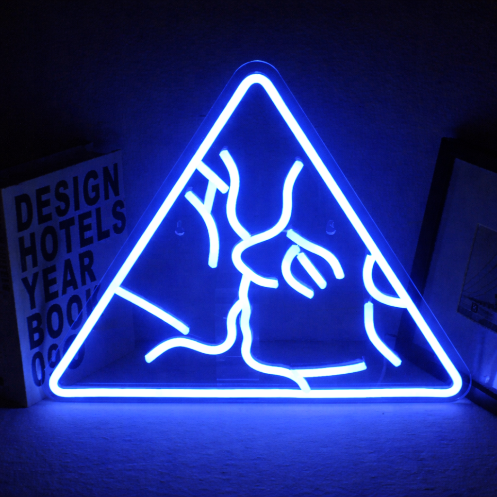 Triangle Abstract Face LED Neon Sign Pink Line Art Light for Modern Bedroom Wall Decor
