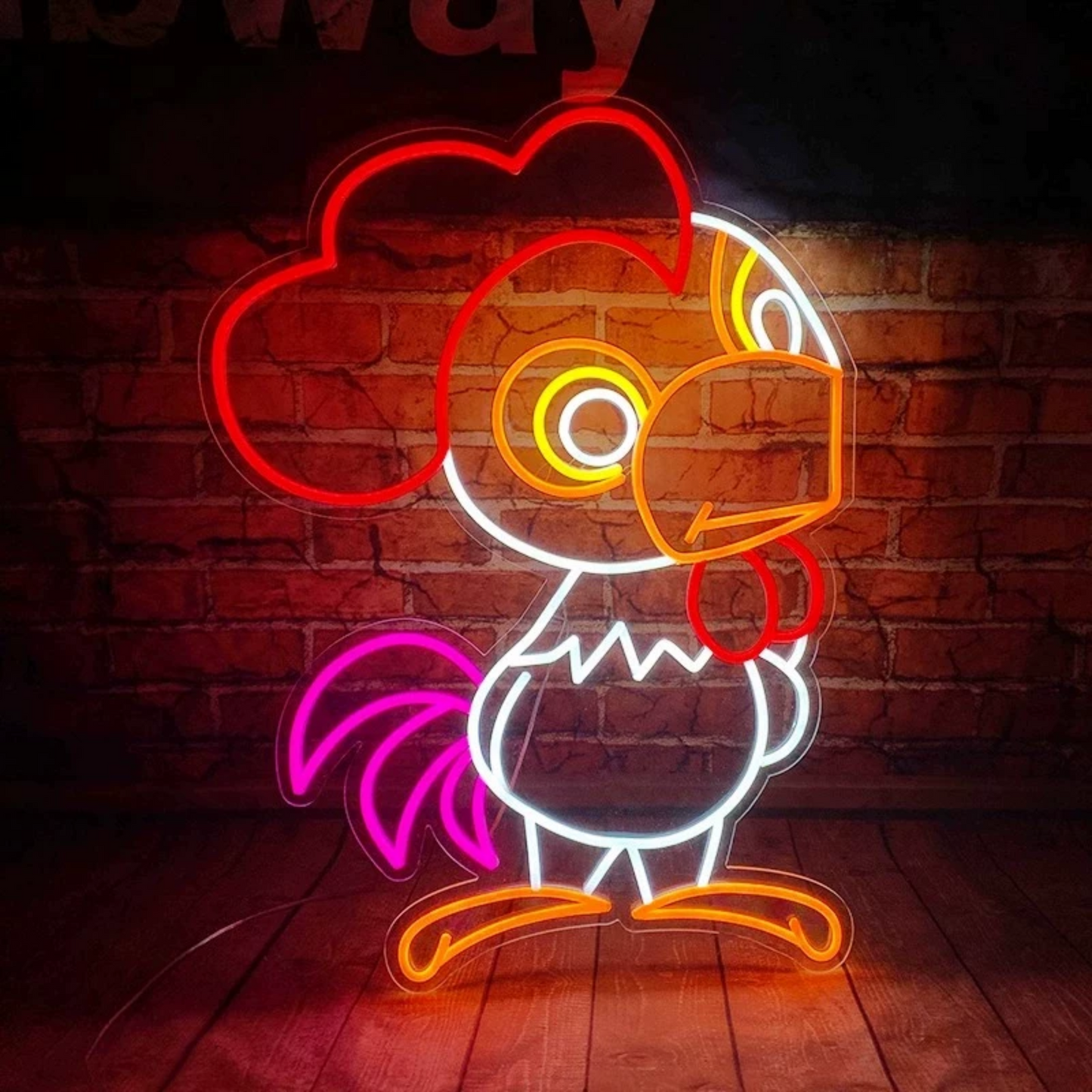 Cartoon Rooster LED Neon Sign Cute Animal Neon Light for Kids Room Wall Decor
