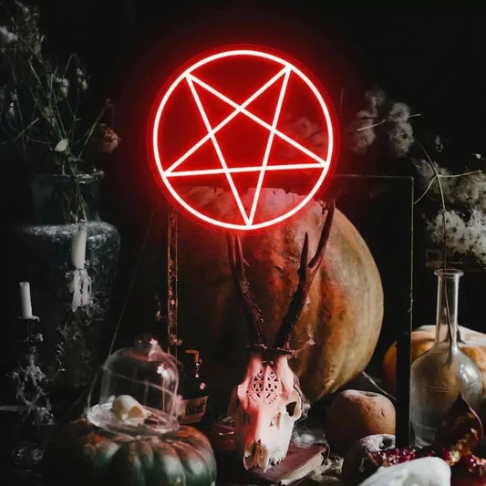 Pentagram Circle LED Neon Sign for Gothic Room and Halloween Decor