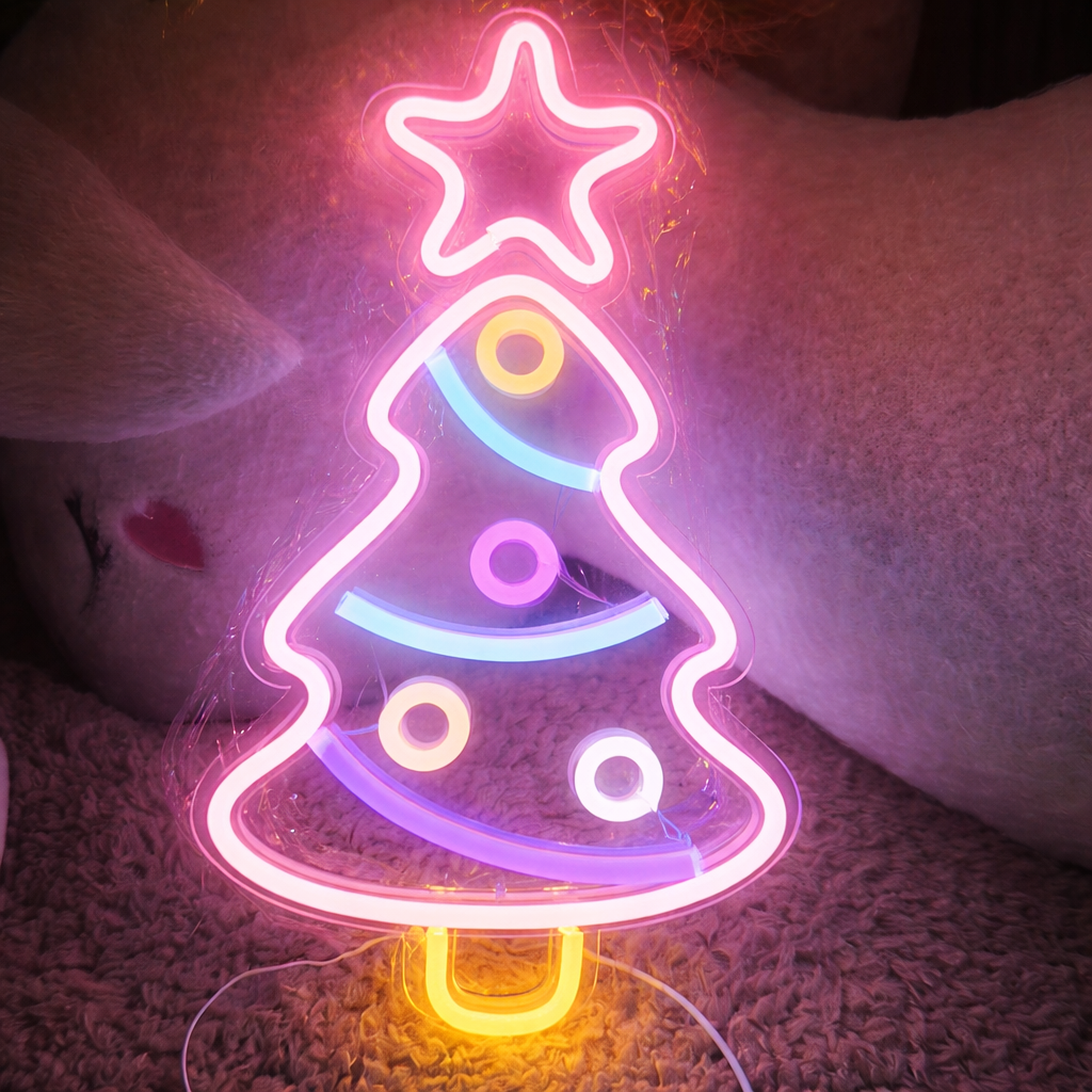 Christmas Tree LED Neon Sign for Holiday Wall Decor Light