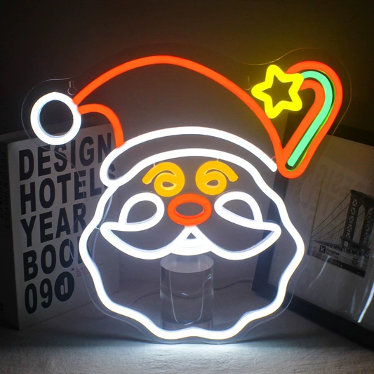 LED Santa Face Neon Sign Multicolor Christmas Wall Décor