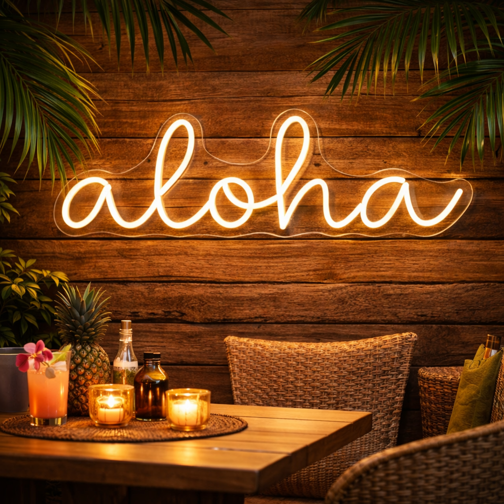 Aloha LED Neon Sign Hawaii Neon Light for Bar Beach Party Room Decor