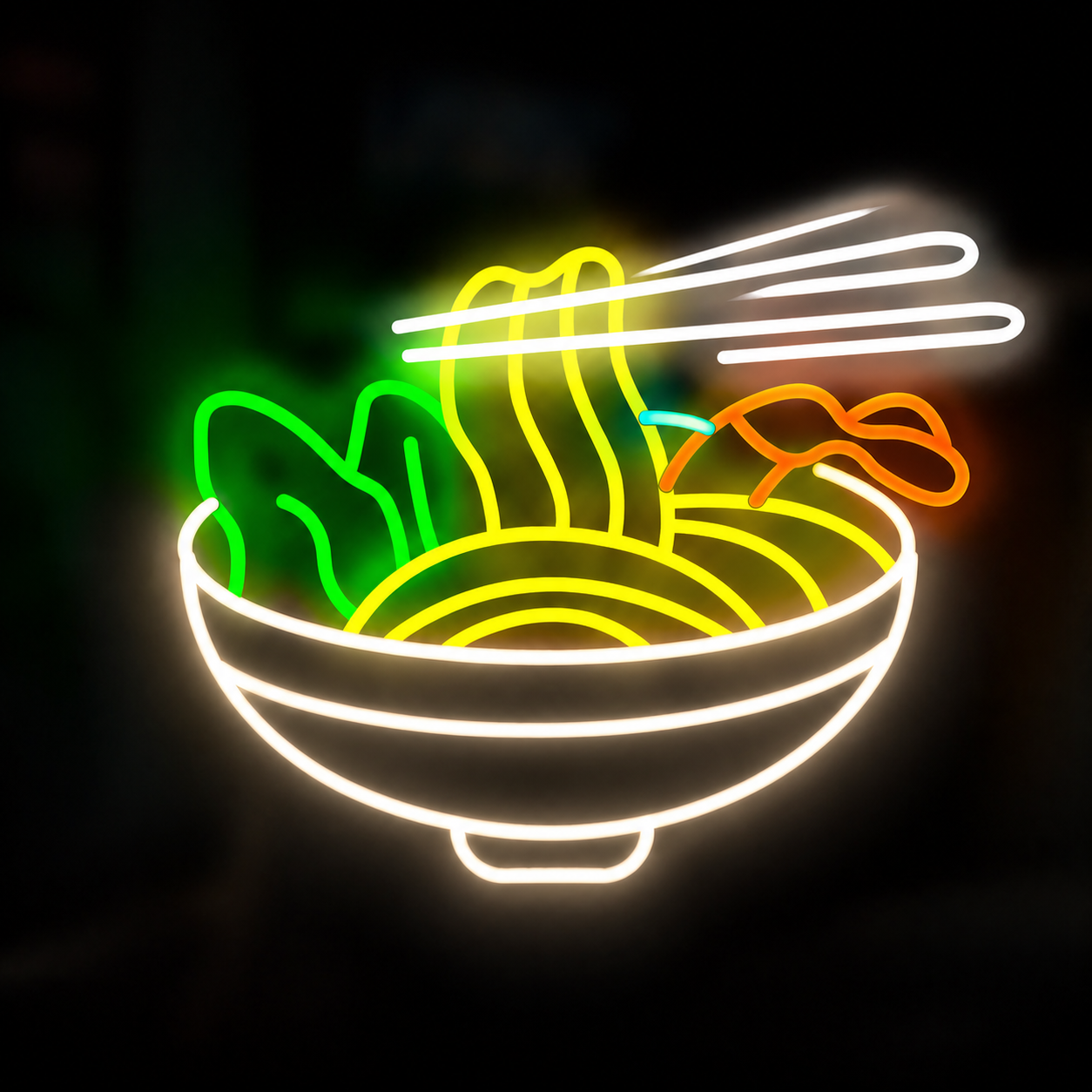 Ramen Noodle Bowl LED Neon Sign Chopsticks Food Neon Light Wall Decor for Restaurant Cafe Kitchen