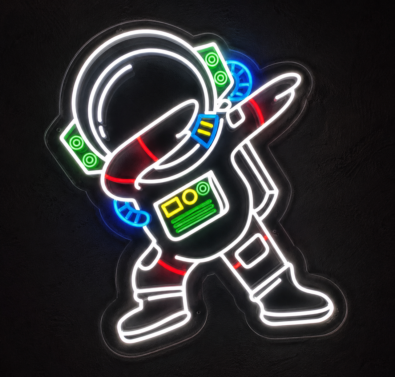 Astronaut Rocket LED Neon Sign White Blue Space Neon Light Wall Decor for Bedroom Game Room