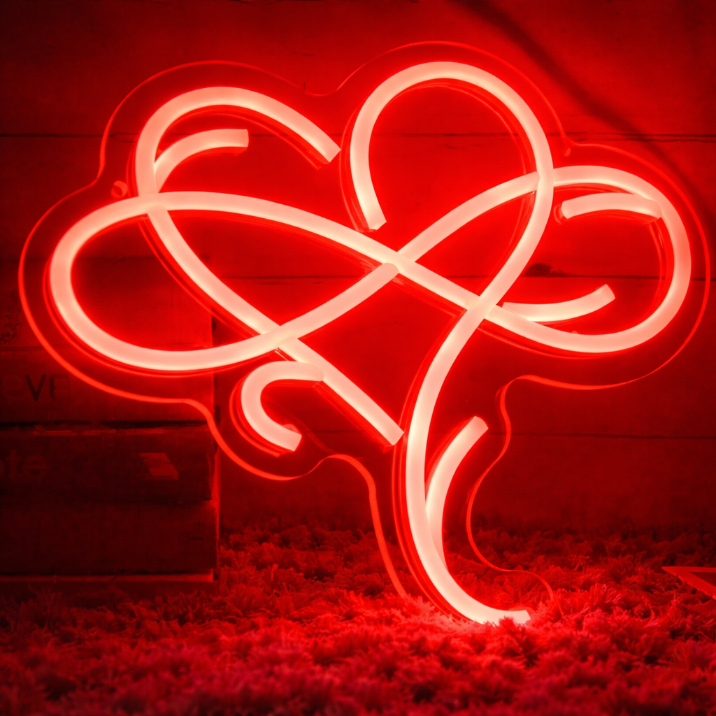 Pink Abstract Heart LED Neon Sign for Bedroom Romantic Wall Decor Light