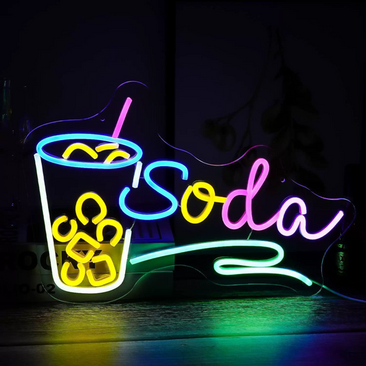Soda Drink LED Neon Sign Colorful Beverage Neon Light Wall Decor for Bar Cafe