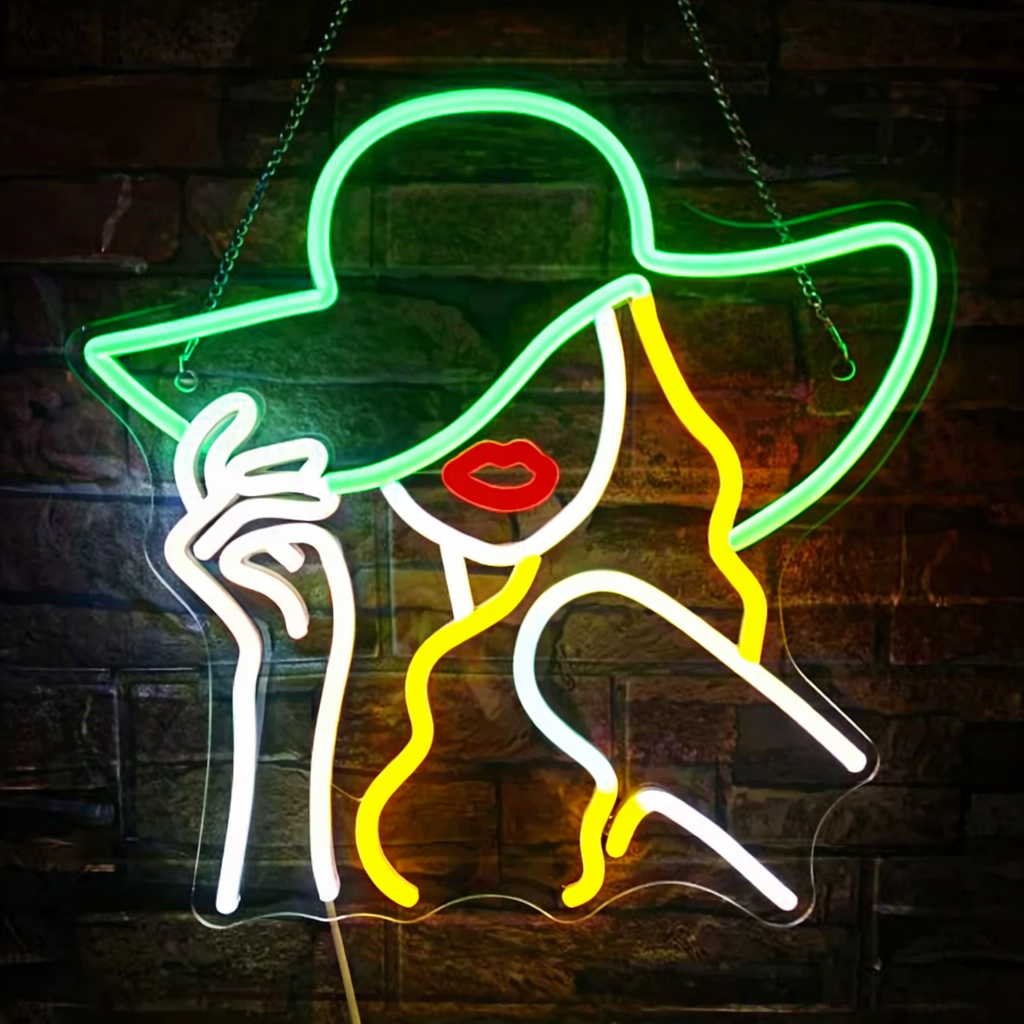 Fashion Hat Silhouette LED Neon Sign Wall Decor