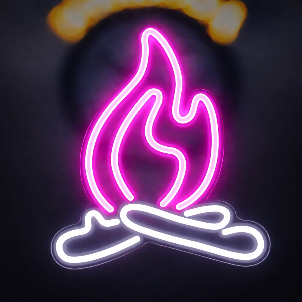LED Campfire Neon Sign Red & White Fire Decoration