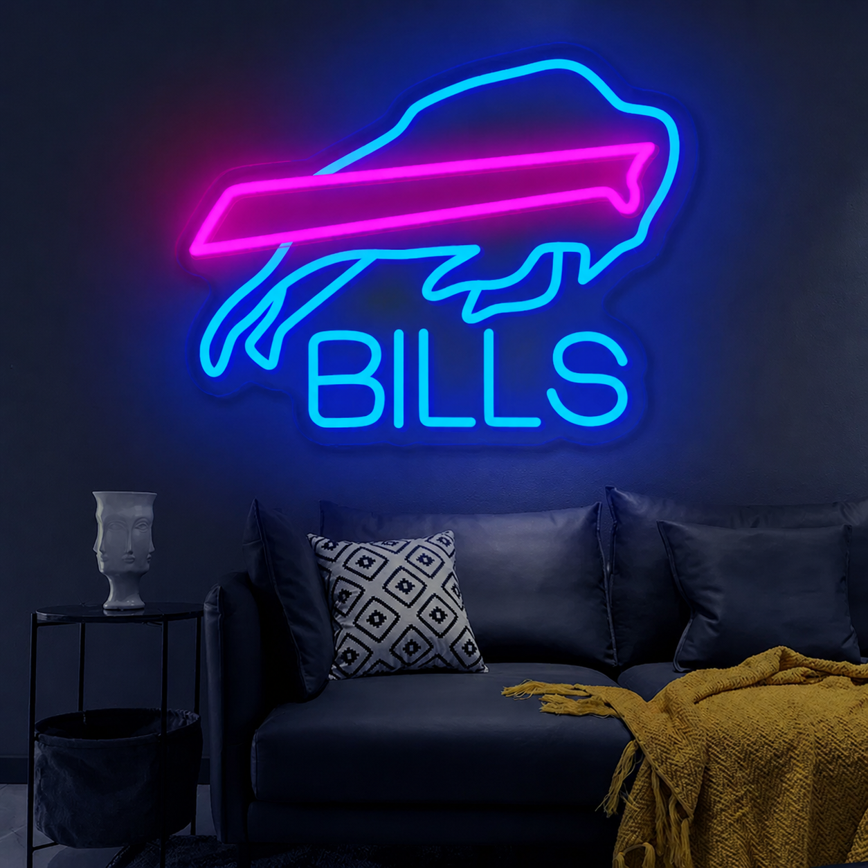 Buffalo Football LED Neon Sign Bills Style Neon Light Wall Decor for Bedroom Game Room Sports Fans