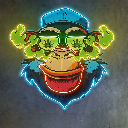Monkey LED Neon Sign with Sunglasses Funky Animal Neon Light Wall Decor for Bedrooms Game Rooms Bars