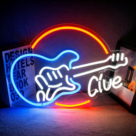 Live LED Neon Sign Guitar Neon Light for Bar Club Room Wall Decor