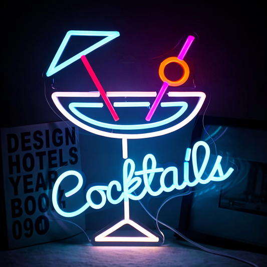 Cocktails Martini Glass LED Neon Sign for Bar Home Bar Wall Decor Light