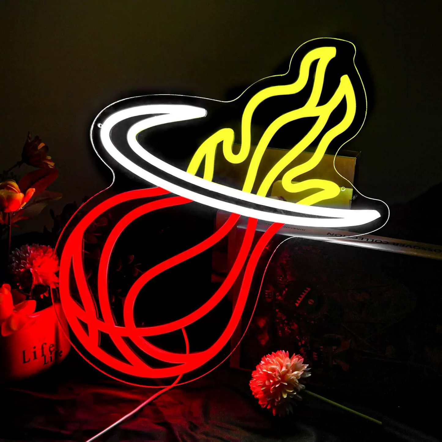 Miami Basketball LED Neon Sign Red Yellow Sports Neon Light Wall Decor for Bedroom Game Room