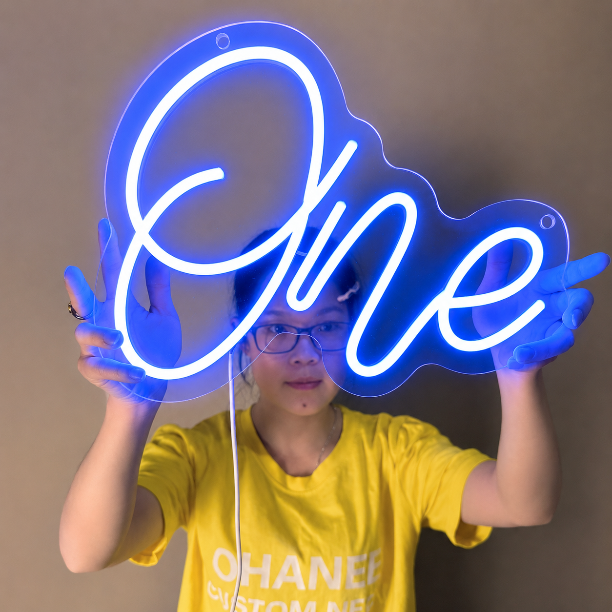 One Script LED Neon Sign Warm White Custom Name Neon Light Wall Decor for Bedroom Wedding Party