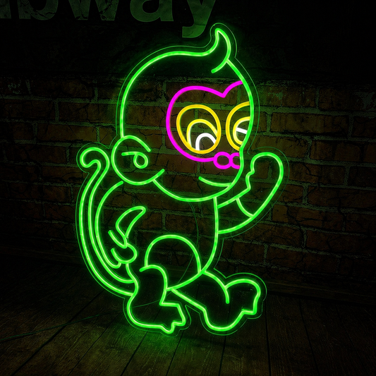 Cute Monkey LED Neon Sign Cartoon Animal Neon Light for Kids Room Wall Decor
