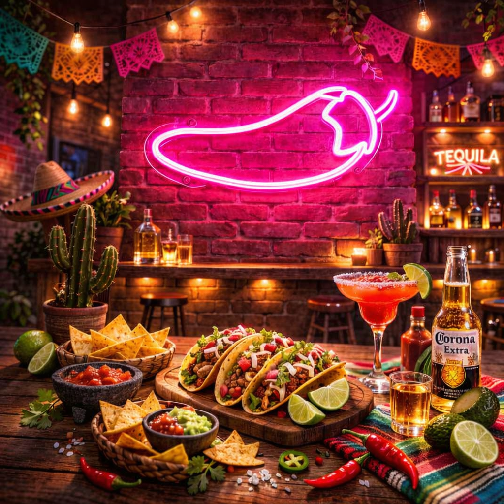Chili Pepper LED Neon Sign Spicy Pepper Neon Light for Taco Bar Restaurant Decor
