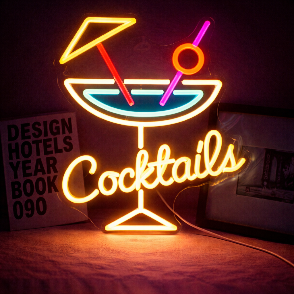 Cocktails Martini Glass LED Neon Sign for Bar Home Bar Wall Decor Light