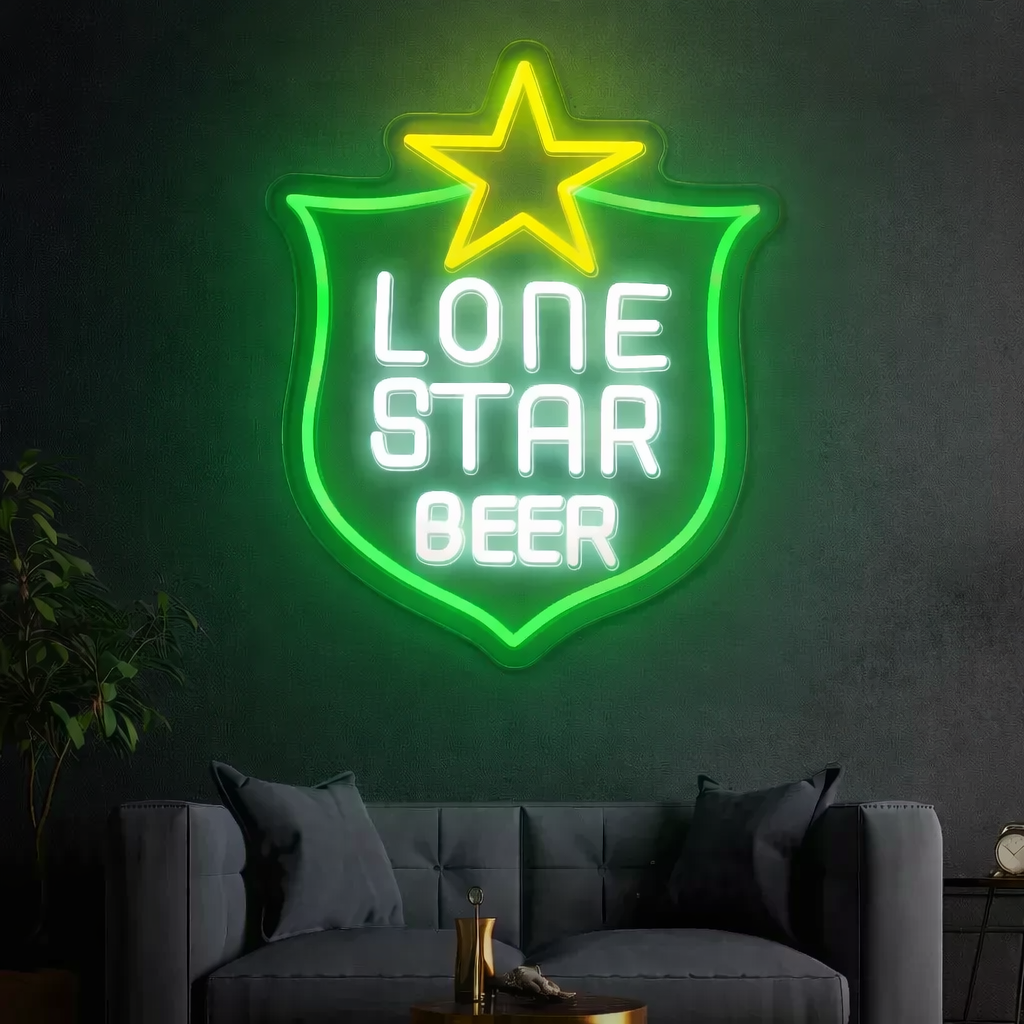 Texas Star LED Neon Sign Western Style Bar Wall Light for Home Decor