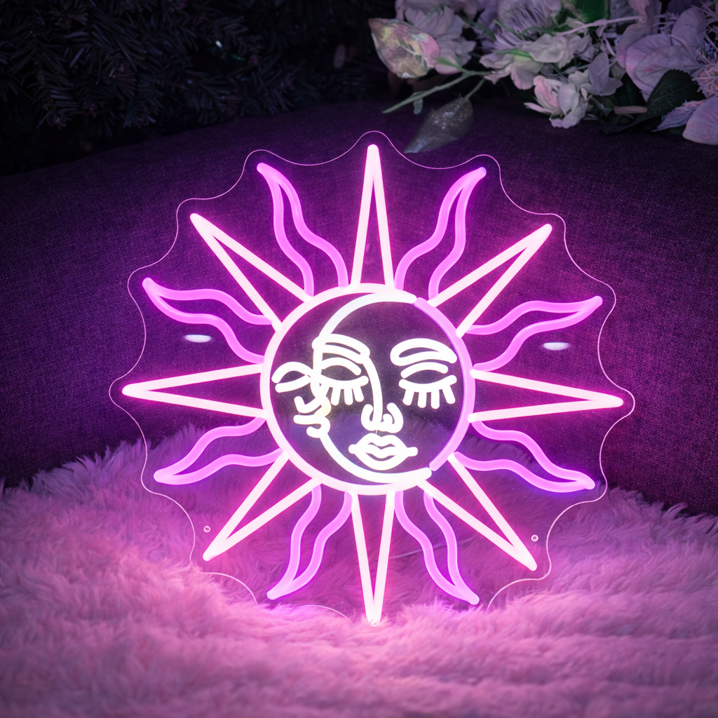 Sun and Moon LED Neon Sign Wall Decoration Home Bar Bedroom
